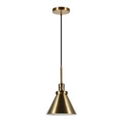 Zeno 8.5" Wide Pendant with Metal Shade in Brass/Brass