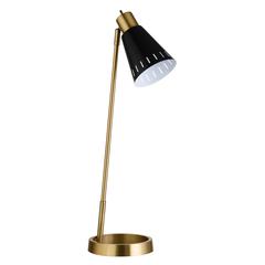 Kintam 27" Tall Table Lamp with Metal Shade in Brass/Matte Black