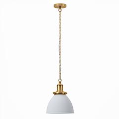 Elodie 12" Wide Pendant with Metal Shade in Matte White/Brass/Matte White