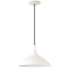 Barton 14" Wide Pendant with Metal Shade in Pearled White/Brass/Pearled White