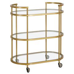 Leif 30'' Wide Oval Bar Cart in Brass