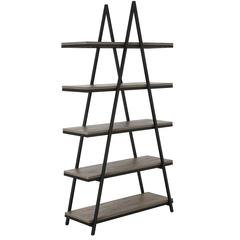 Conry 68'' Tall A-Frame Bookcase in Blackened Bronze/Antiqued Gray Oak