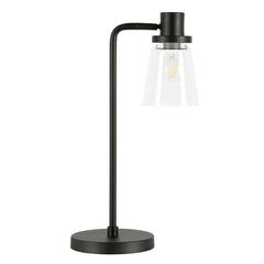 Granville 21" Tall Table Lamp with Glass Shade in Blackened Bronze/Clear