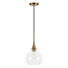 Ida 9.5" Wide Pendant with Glass Shade in Brass/Clear
