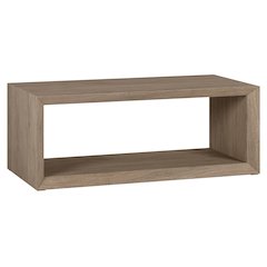 48" Rectangular Coffee Table with Open Storage Shelf, Weathered Gray