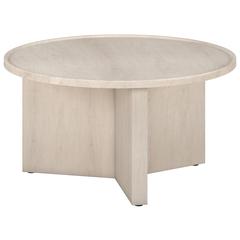 Gunnar 32" Wide Round Coffee Table in Alder White