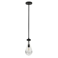 5" Dimmable Pendant Light Fixture with Glass Shade and Height up to 4.5', Black
