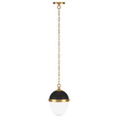 Aurelia 8" Wide Pendant with Glass Shade in Blackened Bronze/Brass/White Milk