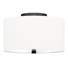 Ellis 12" Flush Mount with Fabric Shade in Matte Black/White