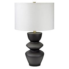 Cassian 25" Tall Table Lamp with Fabric Shade in Matte White/Brass/White