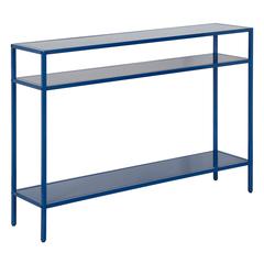 Ricardo 42'' Wide Rectangular Console Table with Metal Shelves in Mykonos Blue