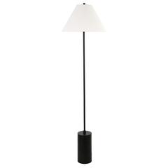 Somerset 64 Tall Floor Lamp with Fabric Shade in Blackened Bronze/White
