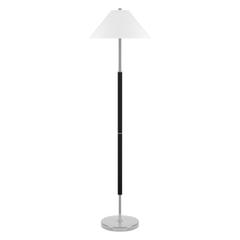Simona 2-Light Floor Lamp with Fabric Shade in Matte Black/Polished Nickel