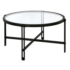 Inez 32" Wide Round Coffee Table in Blackened Bronze