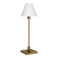 Clement 28" Tall Table Lamp with Fabric Shade in Brass/White