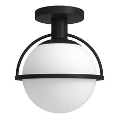 Cieonna 9.25" Wide Semi Flush Mount with Glass Shade in Blackened Bronze/White