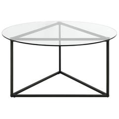 Jenson 35'' Wide Round Coffee Table with Glass Top in Blackened Bronze