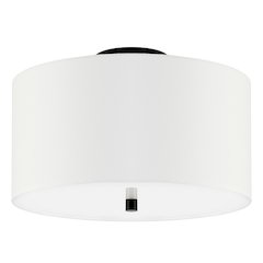 16" 1-Light Flush Mount Ceiling Light Fixture with White Shade, Flat Black