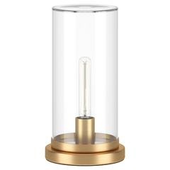Perabo 13" Tall Uplight Mini Lamp with Glass Shade in Brushed Brass/Clear