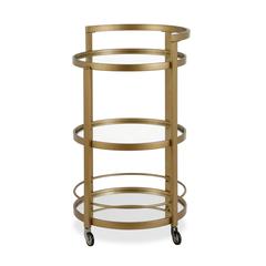 Hause 21'' Wide Round Bar Cart in Brass