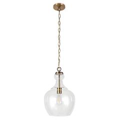 Verona 11" Wide Pendant with Glass Shade in Brass/Clear