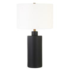 Carlina 25" Tall Ceramic Table Lamp with Fabric Shade in Matte Black/White