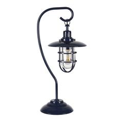 Bay 22" Tall Nautical Table Lamp with Glass/Metal Shade in Navy Blue/Clear