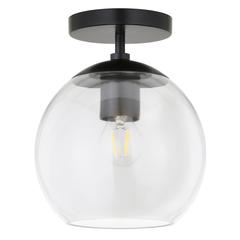 Bartlett 9" Wide Semi Flush Mount with Glass Shade in Matte Black/Clear