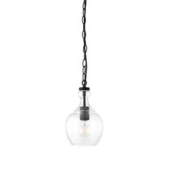Verona 7" Wide Pendant with Glass Shade in Blackened Bronze/Clear