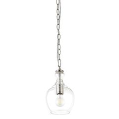 Verona 7" Wide Pendant with Glass Shade in Brushed Nickel/Clear