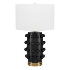 Farrington 26" Tall Ceramic Table Lamp with Fabric Shade in Matte Black/White