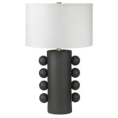 Jurrah 27" Tall Ceramic Table Lamp with Fabric Shade in Matte Black/White