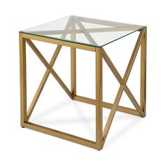 Dixon 20'' Wide Square Side Table in Brass