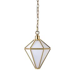Adara 10" Wide Pendant with Glass Shade in Brushed Brass/White