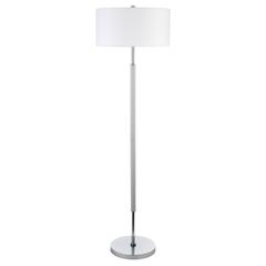 Simone 2-Light Floor Lamp with Fabric Shade in Cool Gray/Polished Nickel /White