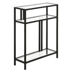 Cortland 22'' Wide Rectangular Console Table with Glass Shelves in Blackened Bronze