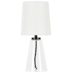 15" Traditional 1-Light Table Lamp with White Fabric Drum Shade, Bubble Glass