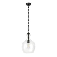 Verona 11" Wide Pendant with Glass Shade in Blackened Bronze/Clear