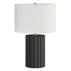 Seren 23" Tall Table Lamp with Fabric Shade in Matte Black/Brass/White