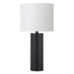 Henn&Hart 16" Mid-Century Modern 1-Light Table Lamp with White Fabric Drum