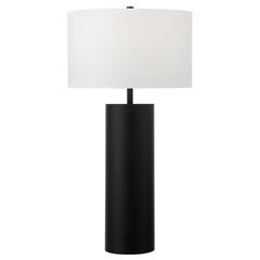 York 29.5" Tall Table Lamp with Fabric Shade in Blackened Bronze/White
