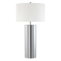York 29.5" Tall Table Lamp with Fabric Shade in Polished Nickel/White