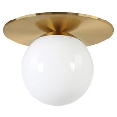 Amma 12" Wide Flush Mount with Glass Shade in Brushed Brass/White