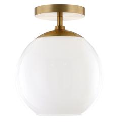 Bartlett 9" Wide Semi Flush Mount with Glass Shade in Brass/White Milk