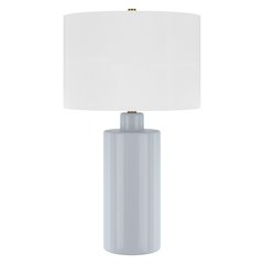 Selina 25" Tall Ceramic Table Lamp with Fabric Shade in Smoky Blue/White