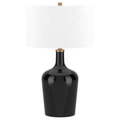 Sebago 25" Tall Table Lamp with Fabric Shade in Black/White