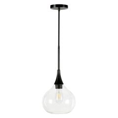 Ida 9.5" Wide Pendant with Glass Shade in Matte Black/Clear