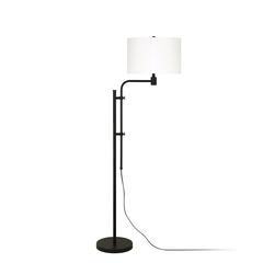 Polly Height-Adjustable Floor Lamp with Fabric Shade in Blackened Bronze/White