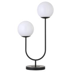 Dufrene 2-Light Table Lamp with Glass Shades in Blackened Bronze/White Milk