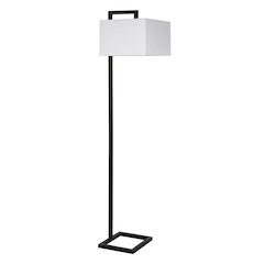 68" Traditional 1-Light Floor Lamp with White Fabric Rectangle Shade, Black